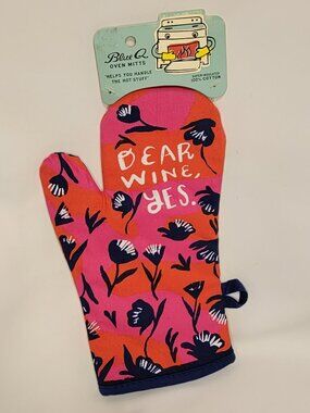 NWT Blue Q Retro Oven Mitt - Dear Wine,Yes - Cotton Tradwife Vintage Inspired